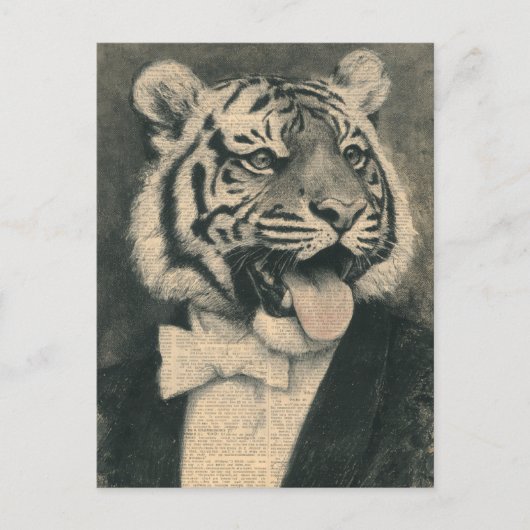 Tiger in a Tux Collage Briefkaart (Voorkant)