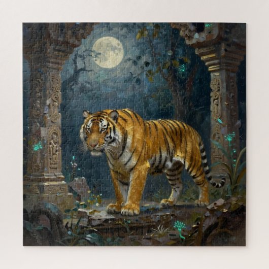 Tiger in Ancient Dunes under the Full Moon Legpuzzel (Verticaal)