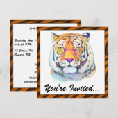 Tiger in kleuren verjaardagsuitnodiging kaart (Voorkant / Achterkant)