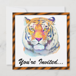 Tiger in kleuren verjaardagsuitnodiging kaart