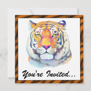 Tiger in kleuren verjaardagsuitnodiging kaart