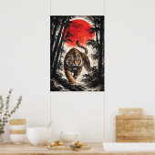 Tiger In Red Moon - Japanese Anime Art Poster (Keuken)