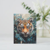 Tiger in the Jungle Portrait Painting Briefkaart (Staand voorkant)