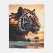 Tiger in the sunset / Tiger im Sonnenuntergang Fleece Deken (Voorkant)