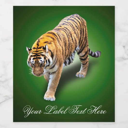 TIGER IN UW RICHTING WIJN ETIKET (Enkel label)