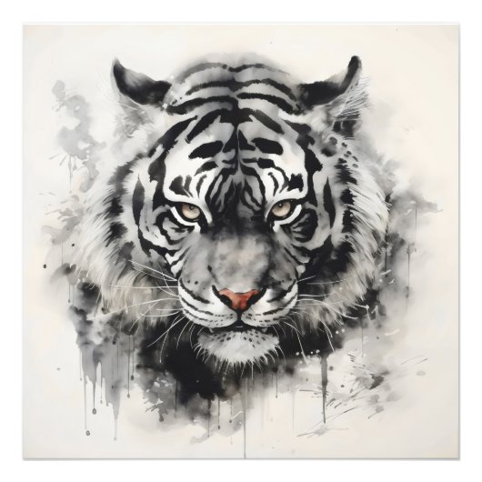 Tiger Ink Painting Foto Afdruk (Voorkant)