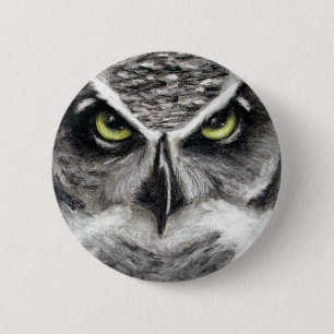 Tiger is een grote hoornvogel, eigenaar van houtsk ronde button 5,7 cm