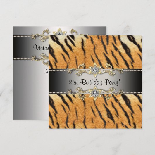 Tiger Jewel 21e verjaardag Uitnodiging Tiger 21 (Voorkant / Achterkant)
