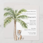 Tiger Jungle Animal Palm Tree Birthday   Kaart (Voorkant / Achterkant)