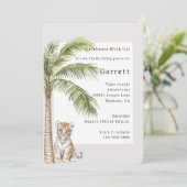 Tiger Jungle Animal Palm Tree Birthday Kaart (Staand voorkant)