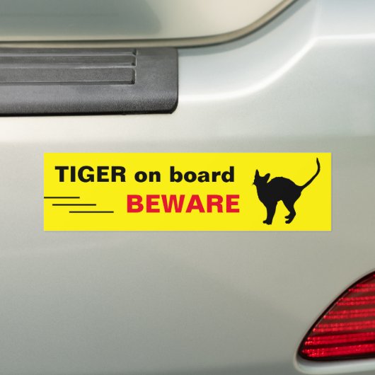 TIGER/Kat aan boord - pas op - rijden/autosticker Bumpersticker (Op auto)