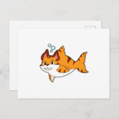 Tiger kat als Haai in Water.PNG Briefkaart (Voorkant / Achterkant)