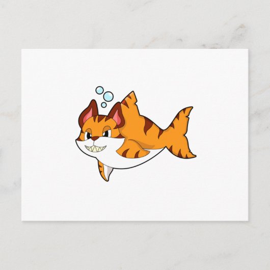 Tiger kat als Haai in Water.PNG Briefkaart (Voorkant)