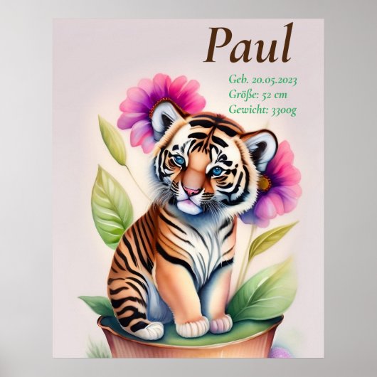 Tiger - Kindermotiv Poster (Voorkant)