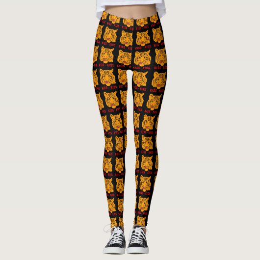 Tiger - Kiss - Kiss - Kiss Dark Leggings (Voorkant)