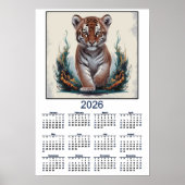 Tiger Kitten 2026 Calendar Poster (Voorkant)