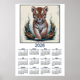 Tiger Kitten 2026 Calendar Poster