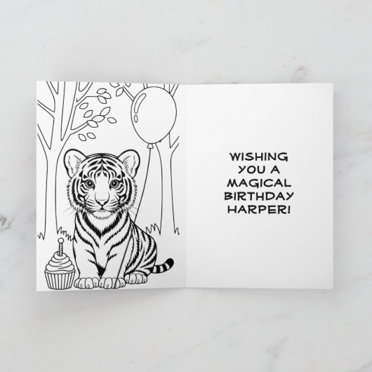 Tiger kleurplaat Kind verjaardag Kaart (Binnen)