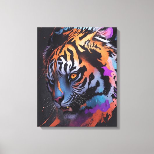 Tiger | Kleurrijke Tiger Tekening Abstract Canvas Afdruk (Voorkant)