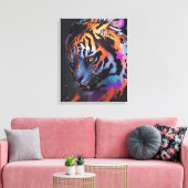 Tiger | Kleurrijke Tiger Tekening Abstract Canvas Afdruk (Insitu (Woonkamer))