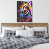 Tiger | Kleurrijke Tiger Tekening Abstract Canvas Afdruk (Insitu (Slaapkamer))