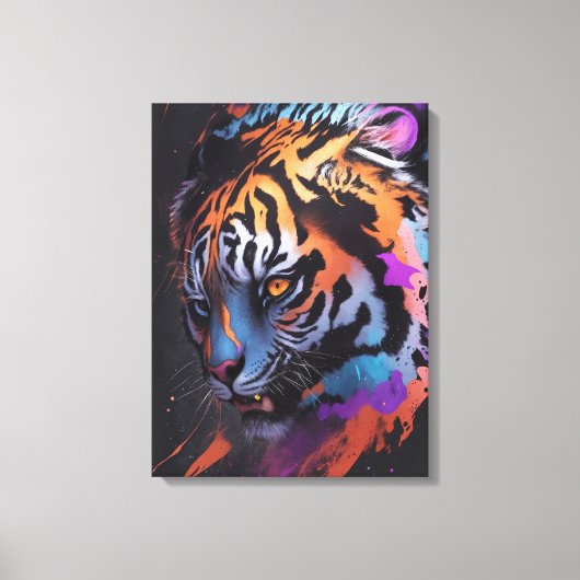 Tiger | Kleurrijke Tiger Tekening Abstract Canvas Afdruk (Voorkant)