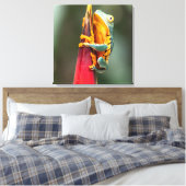 Tiger Legged Monkey Tree Frog Green Sinaasappel Canvas Afdruk (Insitu (Slaapkamer))