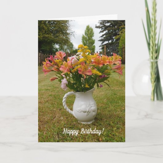 Tiger Lilies Birthday Vase Kaart (Voorkant)