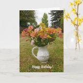 Tiger Lilies Birthday Vase Kaart (Gele Bloem)
