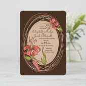 Tiger Lilies Bruiloft, donkerbruin Kaart (Staand voorkant)