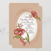 Tiger Lilies Bruiloft, lichtbruin Kaart (Voorkant / Achterkant)