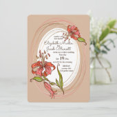 Tiger Lilies Bruiloft, lichtbruin Kaart (Staand voorkant)