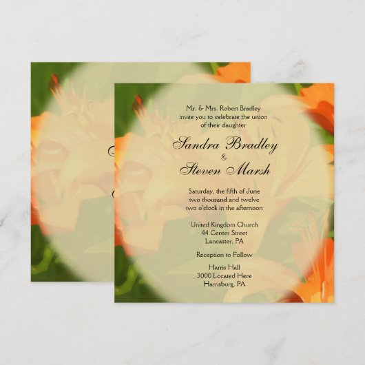 Tiger Lilies Wedding Invitations Kaart (Voorkant / Achterkant)
