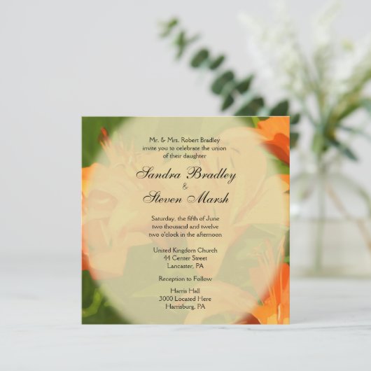 Tiger Lilies Wedding Invitations Kaart (Staand voorkant)