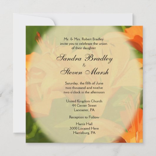 Tiger Lilies Wedding Invitations Kaart (Voorkant)