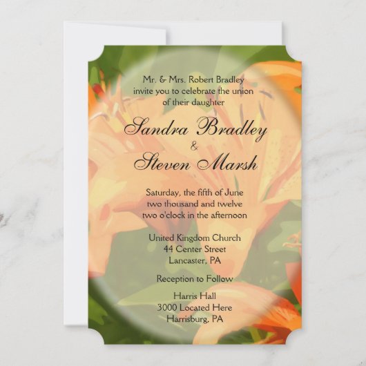 Tiger Lilies Wedding Invitations Kaart (Voorkant)