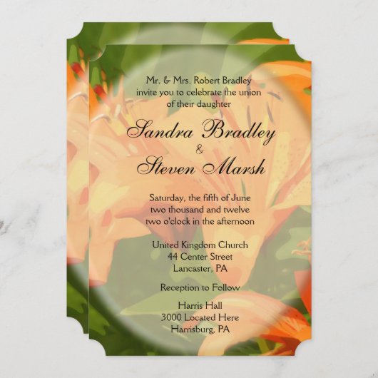 Tiger Lilies Wedding Invitations Kaart (Voorkant / Achterkant)