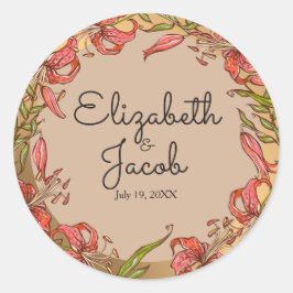 Tiger Lilies Wedding Ronde Sticker