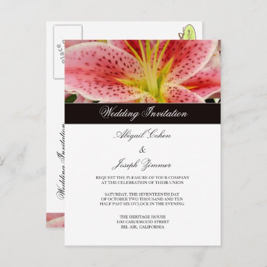 Tiger Lilly Wedding Invitation Briefkaarten (Voorkant / Achterkant)