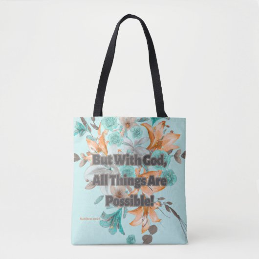Tiger Lily Christelijke Schrift Mattheüs 19:26 Tote Bag (Voorkant)