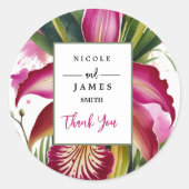 Tiger Lily Elegant Bloemen Ronde Sticker (Voorkant)