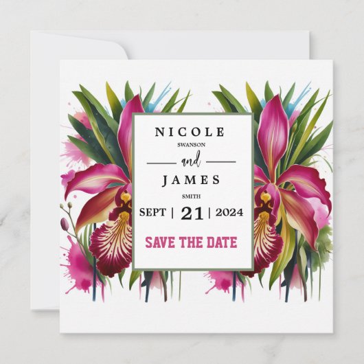 Tiger Lily Elegant Bloemen Save The Date (Voorkant)