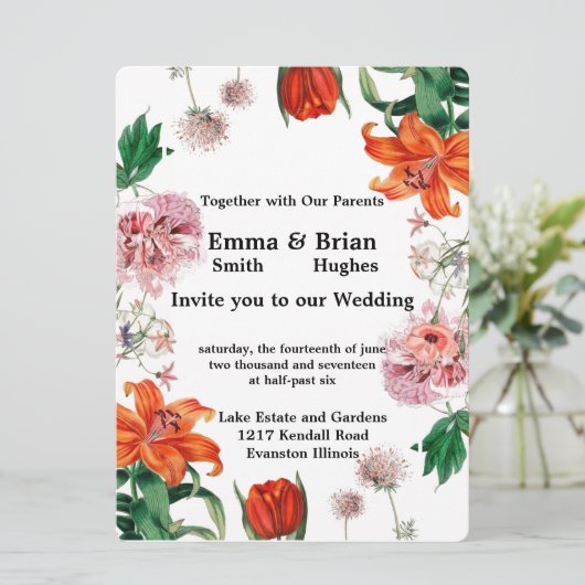 Tiger Lily en Tulips Kaart (Staand voorkant)