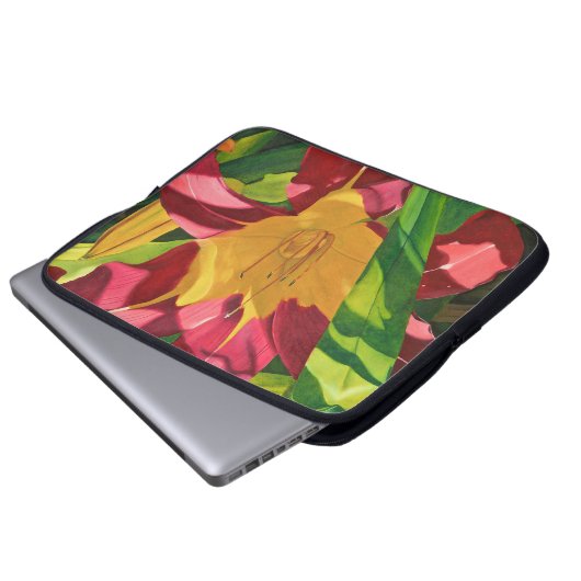 Tiger Lily Floral Laptop Sleeve (Voorkant onderkant)