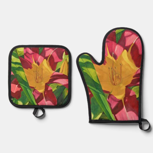 Tiger Lily Floral Ovenwant & Pannenlap Set (Voorkant)