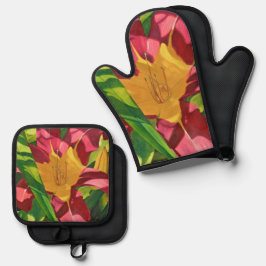 Tiger Lily Floral Ovenwant & Pannenlap Set