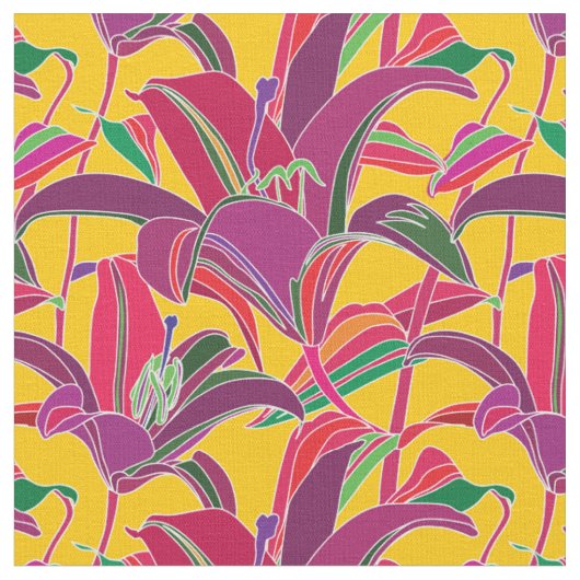 Tiger Lily Floral Pattern Stof (Close Up)