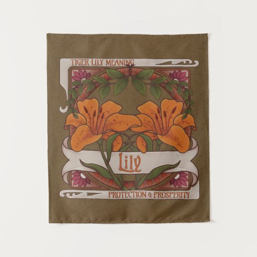 Tiger Lily  Flowers Protection Welvaart Wandkleed (Voorkant)