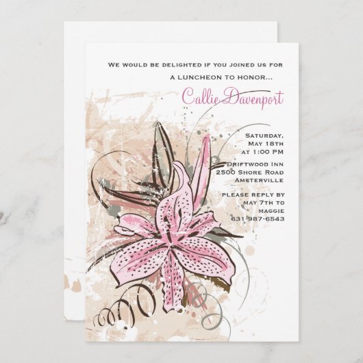 Tiger Lily Invitation Kaart (Voorkant / Achterkant)