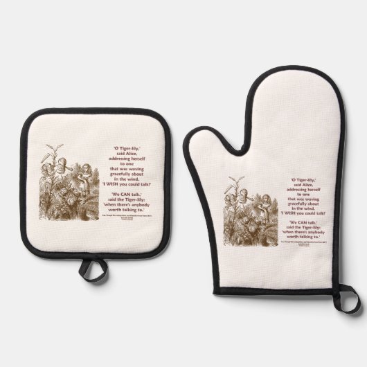 Tiger-Lily kan praten met Wonderland. Ovenwant & Pannenlap Set (Voorkant)